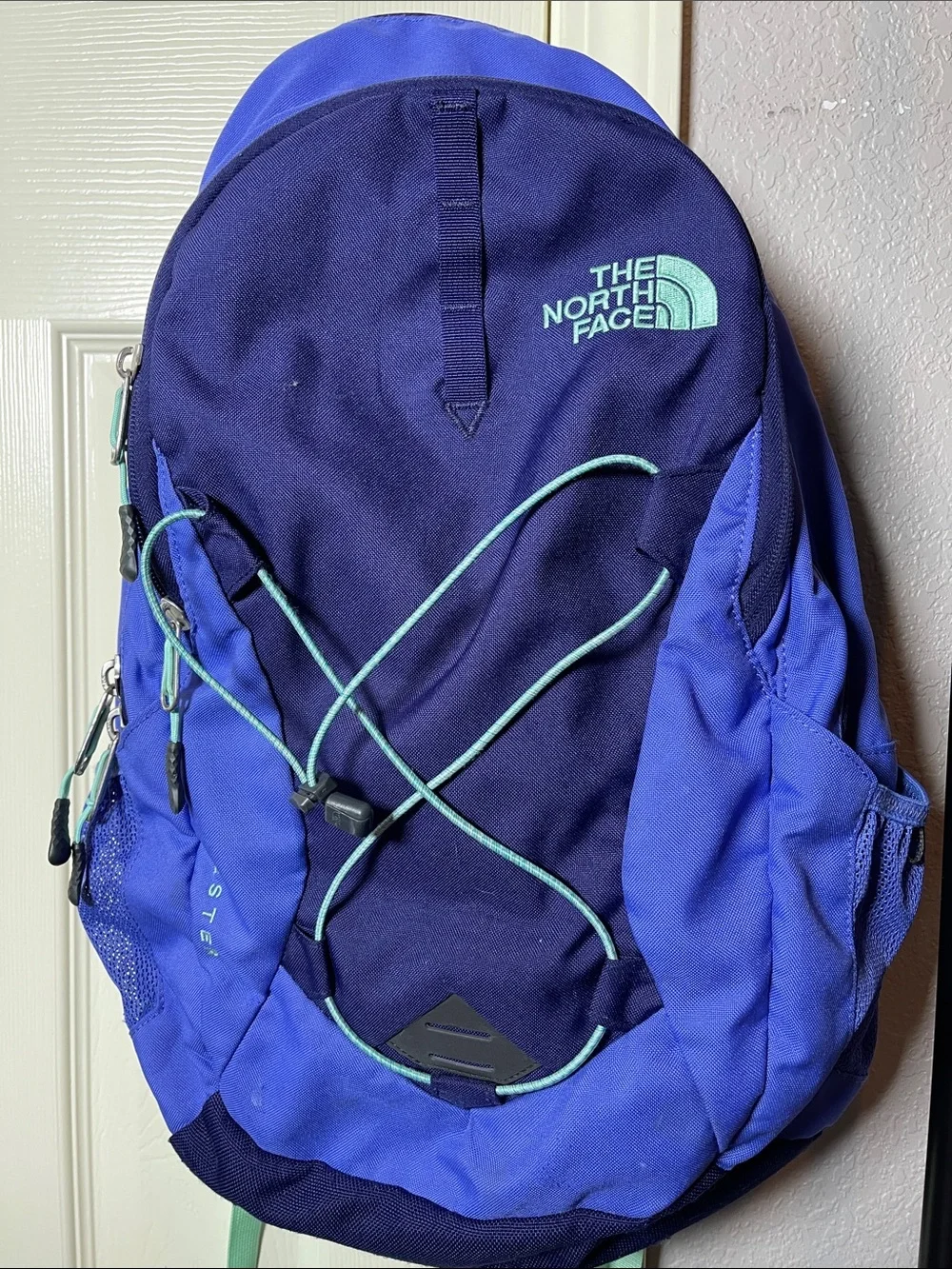 The North Face Blue and Navy Backpack with Mint Accents